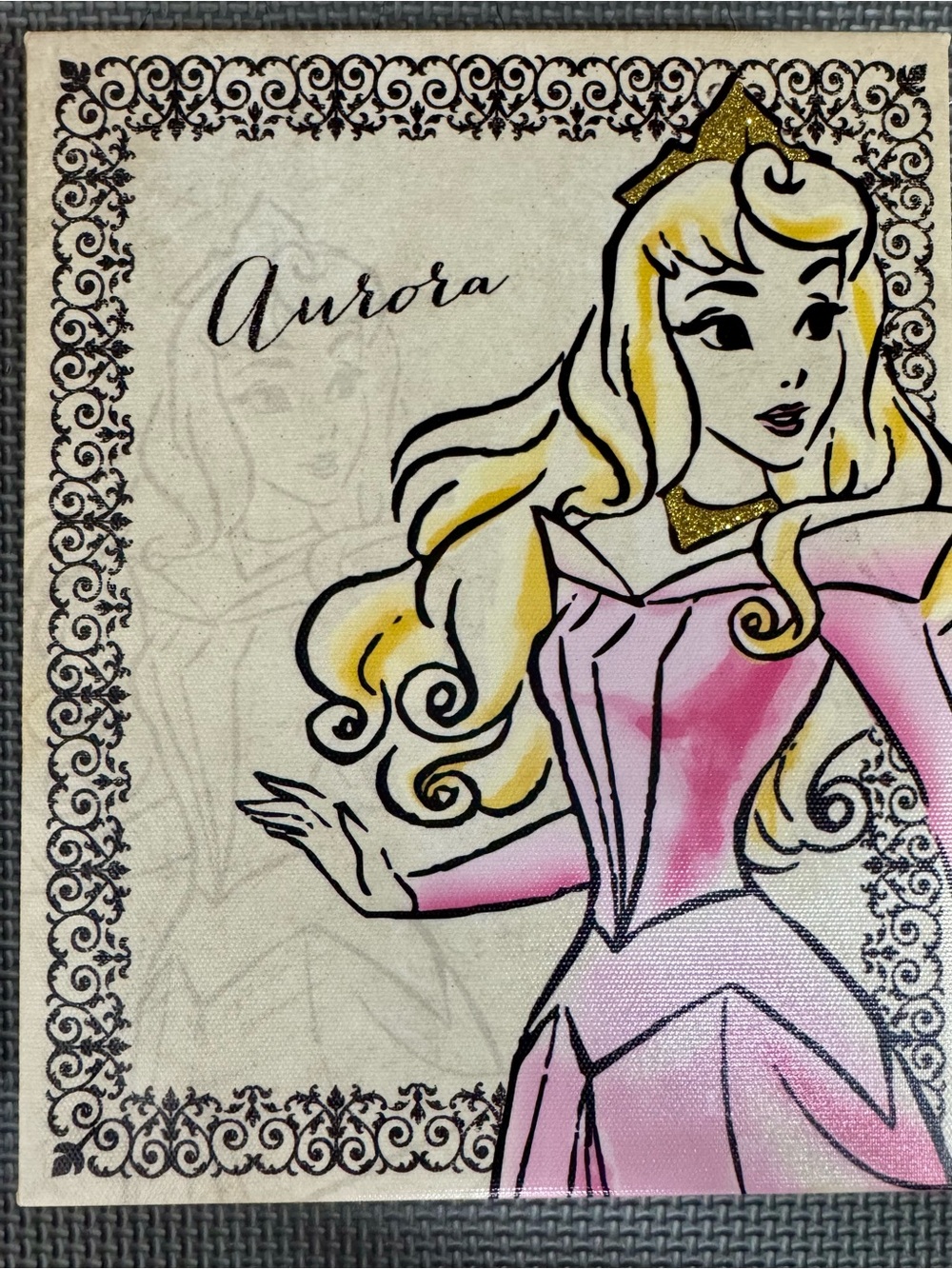 Aurora Canvas Art Print - Pink & Gold Disney Princess